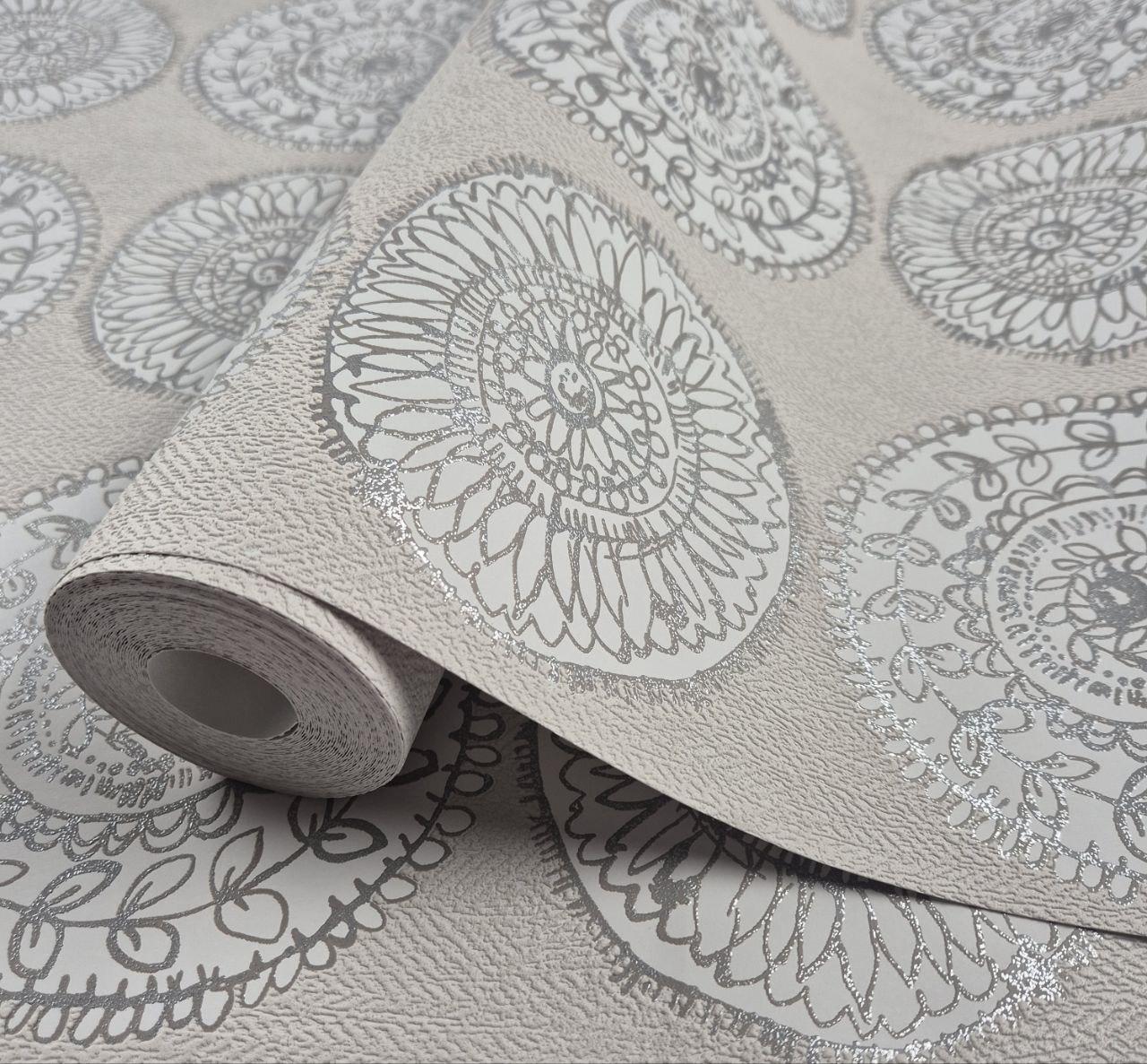 Шпалери вініл на флізеліні 0.53 × 10.05 м Marburg 57127, бежеві для спальні, вітальні, коридору, фото 1