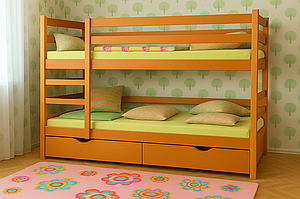 Ліжко двоярусне з шухлядами Засоня 80 х 190 см (вільха)