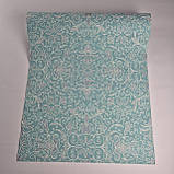 Шпалери вініл на флізеліні 0.53 × 10.05 м Marburg 57115, бірюзово-сірі для спальні, вітальні, коридору, фото 4