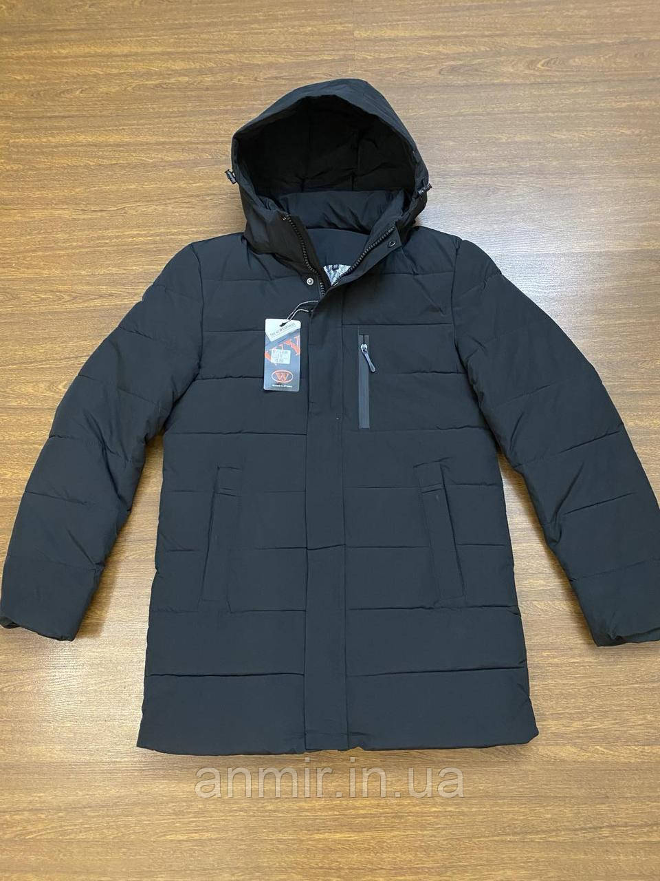 Куртка зимова чоловіча з капюшоном і кишенями норма 48-56, чорного кольору