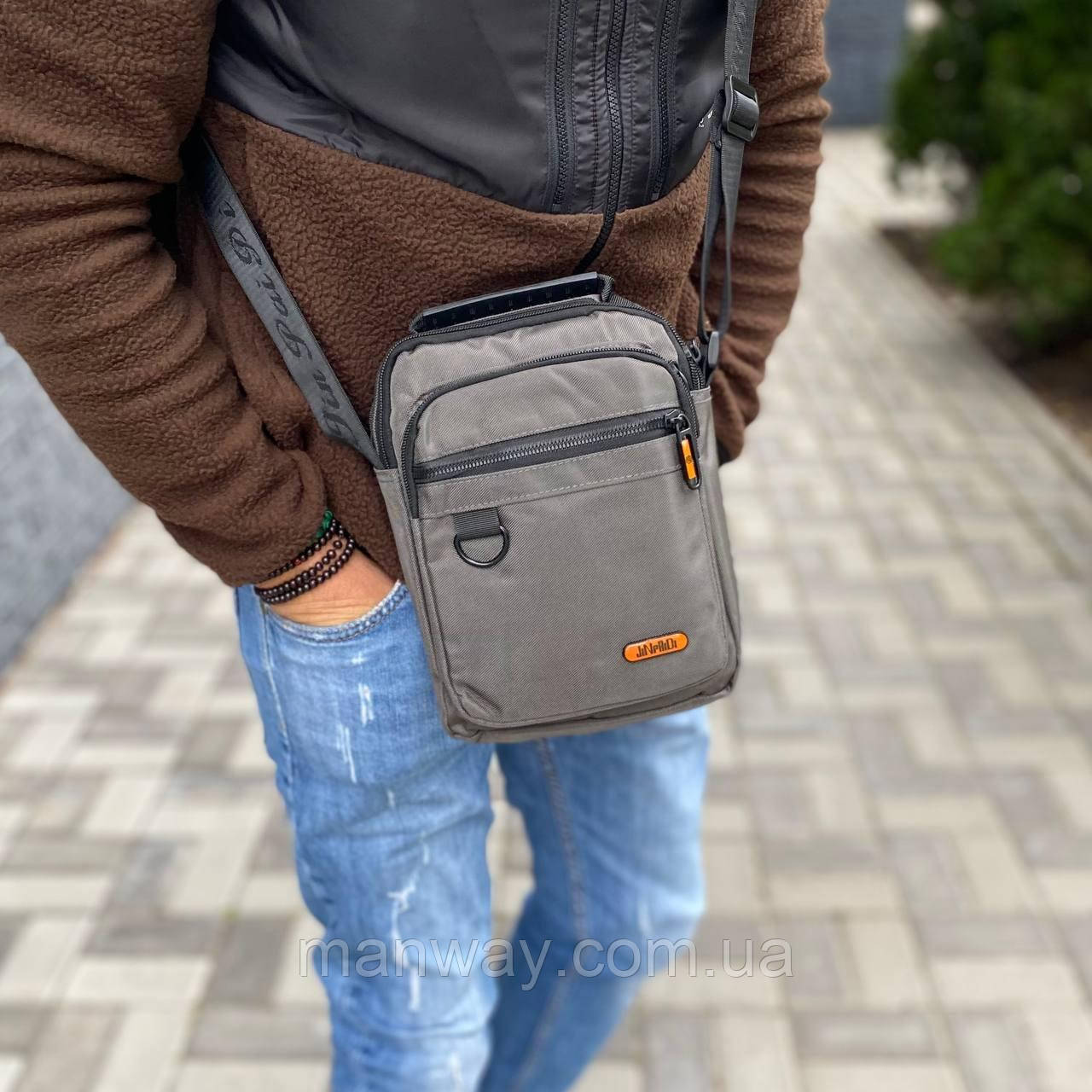 Сіра чоловіча сумка через плече барсетка Street Command gray