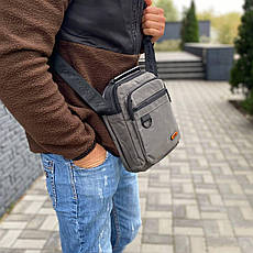 Сіра чоловіча сумка через плече барсетка Street Command gray, фото 3