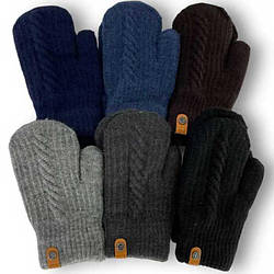 Рукавиці зимові для хлопчика, подвійна в'язка, Корона, (3-5(S),5-7(M) оптом уп./6пар, 4-6 л. (розмір M)