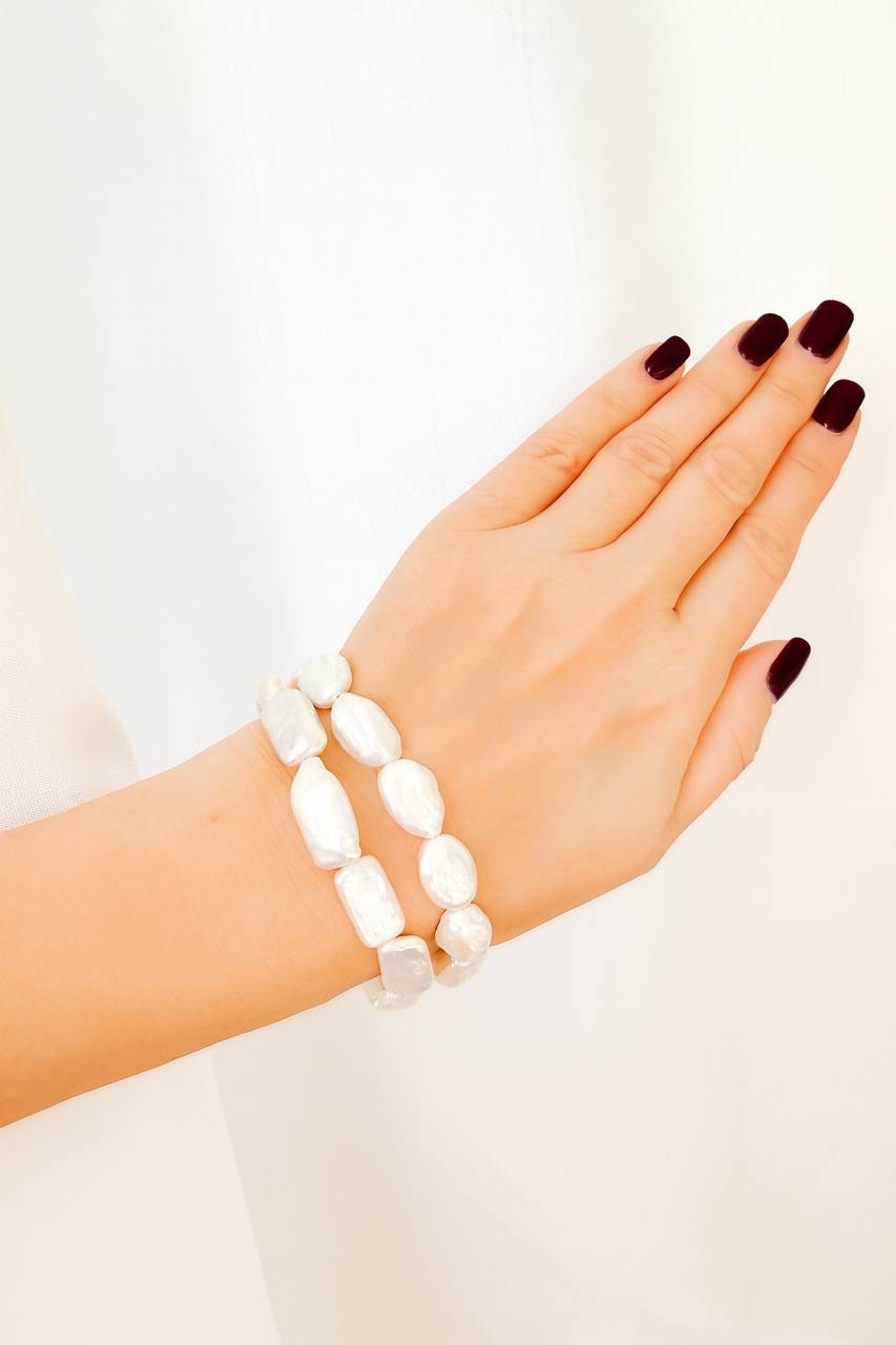 Два браслети з натуральних барочних перлів, фото 1