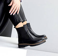 Черевики челсі зимові жіночі шкіряні чорні