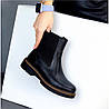 Черевики челсі зимові жіночі шкіряні чорні, фото 2