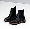Черевики челсі зимові жіночі шкіряні чорні, фото 6