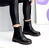 Черевики челсі зимові жіночі шкіряні чорні, фото 4