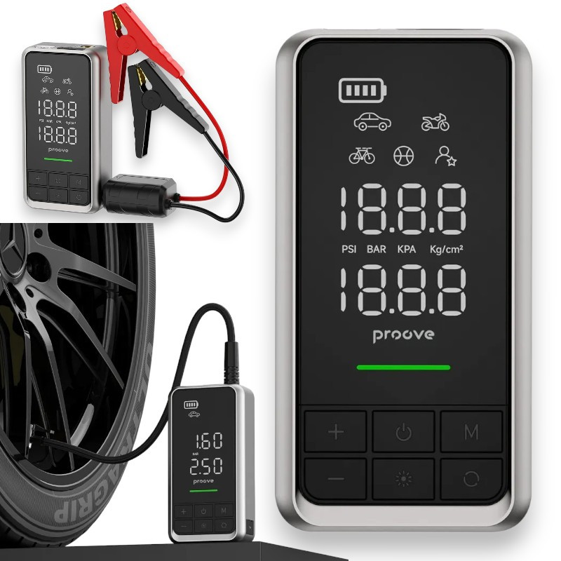 Автомобільний Пусковий пристрій з компресором Proove Air Jump 10400mAh 1000A пуско-зарядний пристрій і насос для авто, павербанк, фото 1