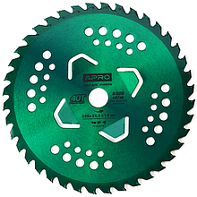 Диск для тримера 4-пелюстковий із твердосплавними напайками APRO 40T (830802) Ø255 × 1.3 мм