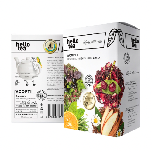 Чай Hello Tea Асорті «Фруктово-Ягідний», 20 пакетиків