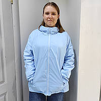 Куртка жіноча вітровка велика легка світла капюшон 3XL блакитна