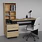 Стіл письмовий з полицями Hector D/C L 150х60 см дуб артизан та чорний лівосторонній у сучасному стилі, фото 2