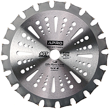 Диск для тримера дворядний із твердосплавними напайками APRO 40T Double (830805) Ø255 × 1.3 мм