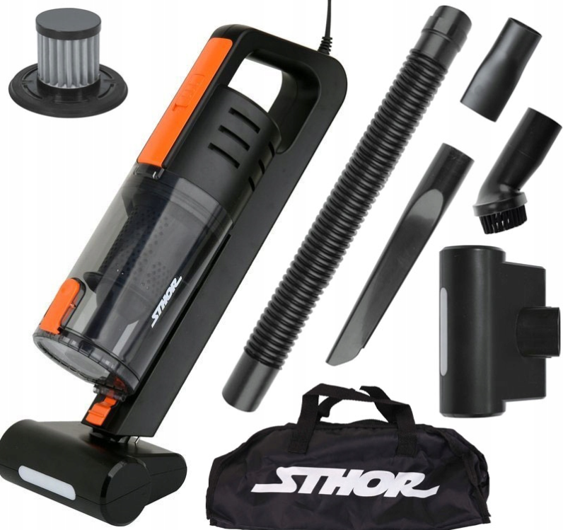 Порохотяг автомобільний STHOR 12 В 100 Вт фільтр HEPA + насадки + сумка 82967