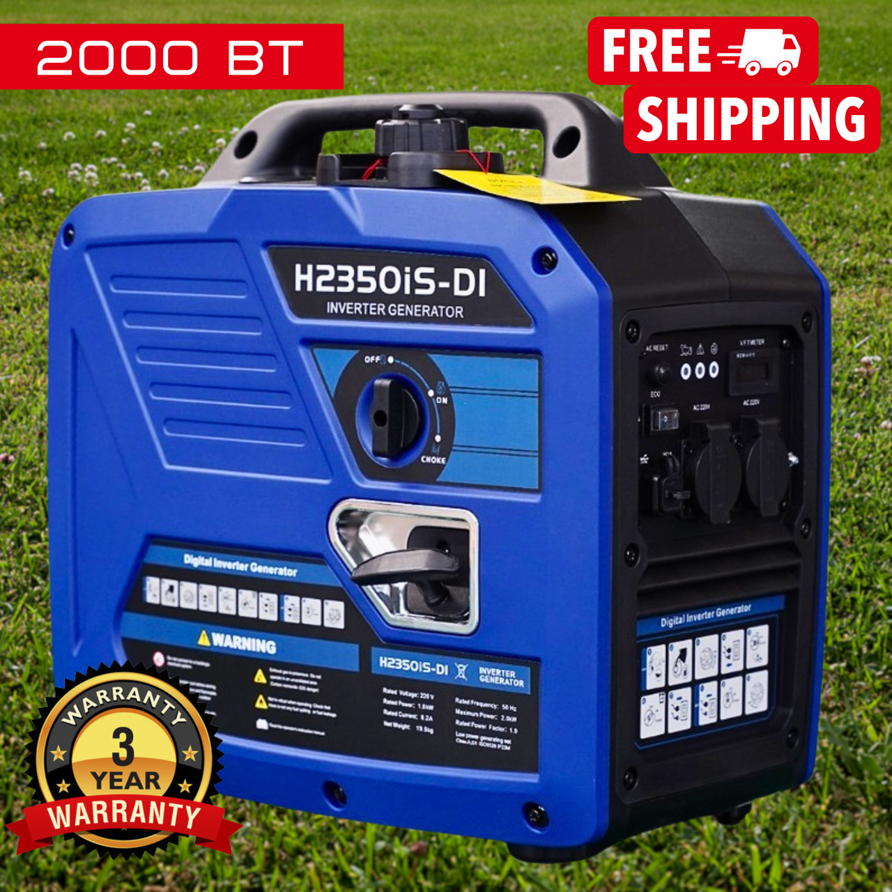 Інверторний Генератор Бензиновий 2.0 кВт Мідь INVO Н2350іS D1 Бензогенератор 2000 Вт із Ручним Запуском