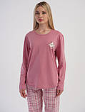 Жіноча піжама інтерлок лонгслів зі штанами Vienetta фрезова, фото 2