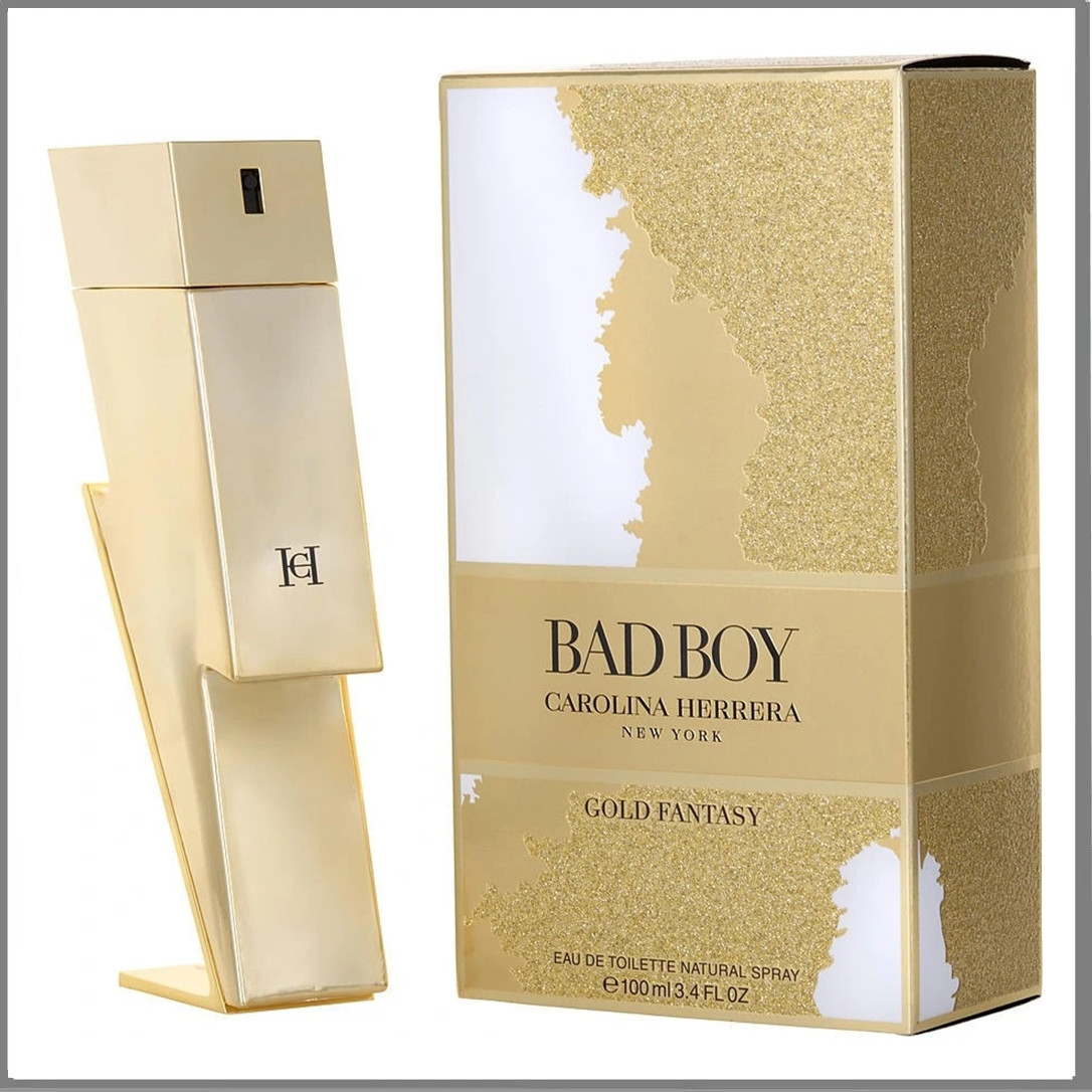 Carolina Herrera Bad Boy Gold Fantasy туалетна вода 100 ml. (Кароліна Єррера Бед Бой Голд Фентезі), фото 1