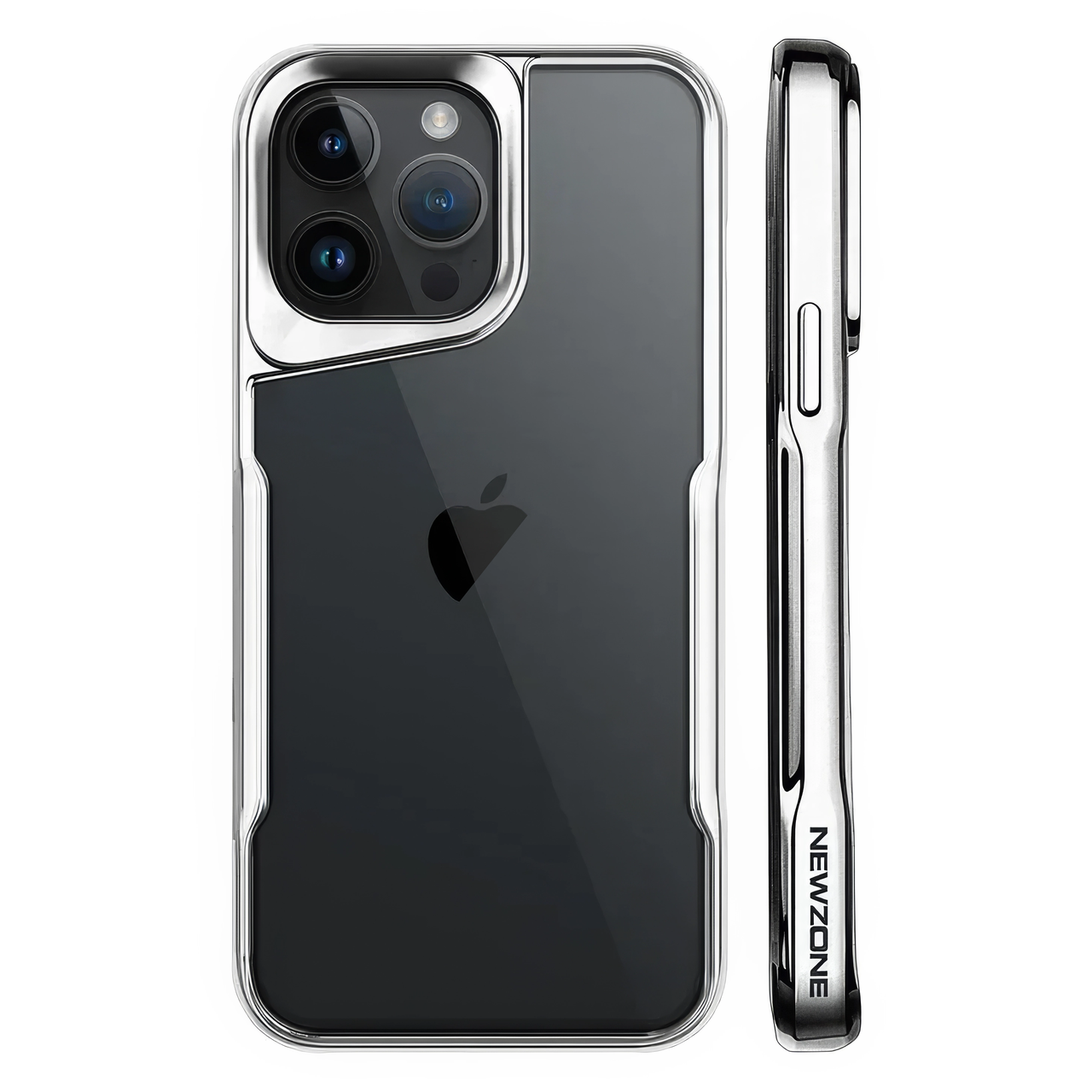 Чехол Metal Shell Case для iPhone 15 Pro Max серебристый стильный защитный аксессуар для надежной защиты, фото 1