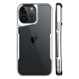 Чехол Metal Shell Case для iPhone 15 Pro Max серебристый стильный защитный аксессуар для надежной защиты