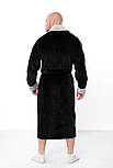 Махровий чоловічий  теплий халат  на запах однотонний, фото 4