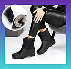 Зимові жіночі дутики короткі чорні теплі з піни гумові чоботи на хутрі водонепроникні