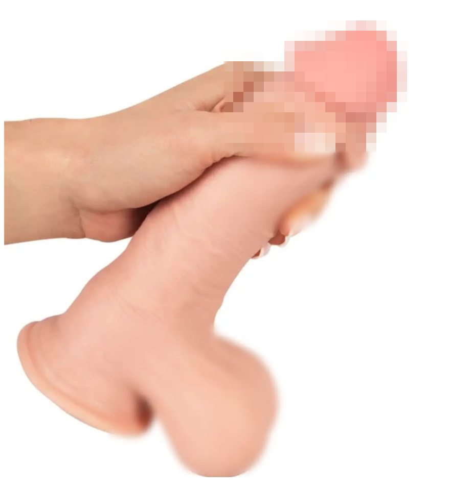 Фалоімітатор з ефектом рухомої шкіри Nature Skin Dildo With Movable Skin, 20х4,9 см., фото 1