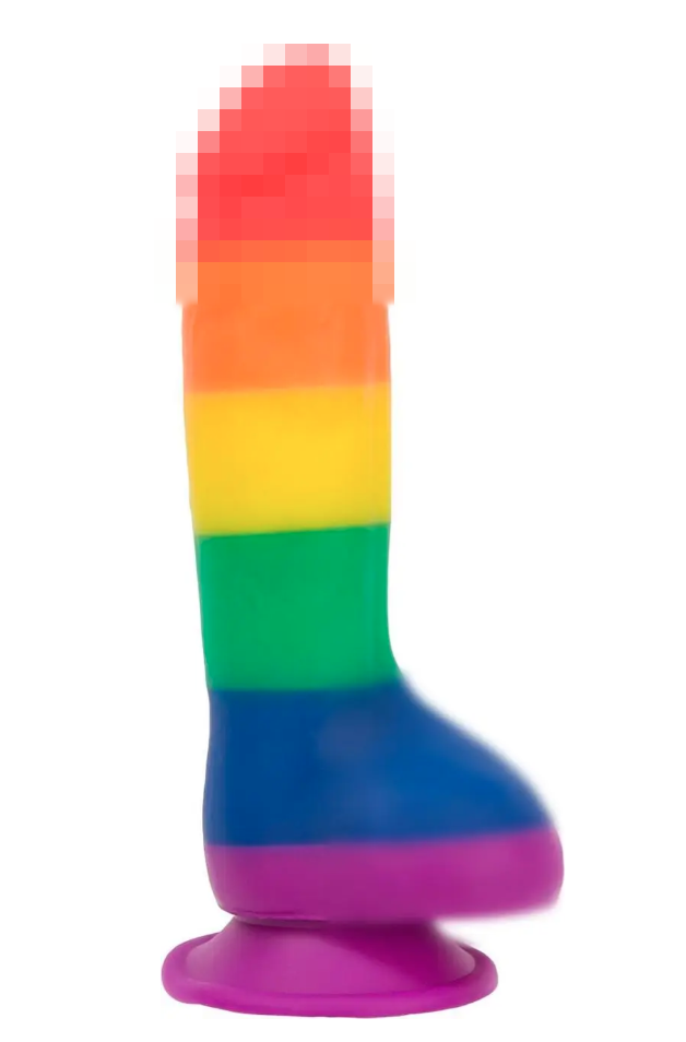 Райдужний фалоїмітатор ADDICTION — JUSTIN — 8" — RAINBOW + вібропуля, 20,3х4,5 см., фото 1