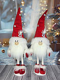 Новорічний декоративний ельф гном 50 см на довгих ніжках з оченятами та оленям на шапочці пр-во Україна, фото 3