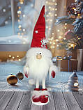 Новорічний декоративний ельф гном 50 см на довгих ніжках з оченятами та оленям на шапочці пр-во Україна, фото 4