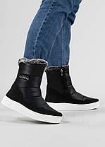 Жіночі зимові дутики з натуральним хутром на замок чорні (4101), фото 3