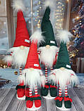 Новорічний яскравий декоративний ельф гном 55 см на довгих смугастих ніжках,  різдвяний український інтер'єрний гном, фото 4