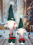 Новорічний яскравий декоративний ельф гном 55 см на довгих смугастих ніжках,  різдвяний український інтер'єрний гном, фото 5