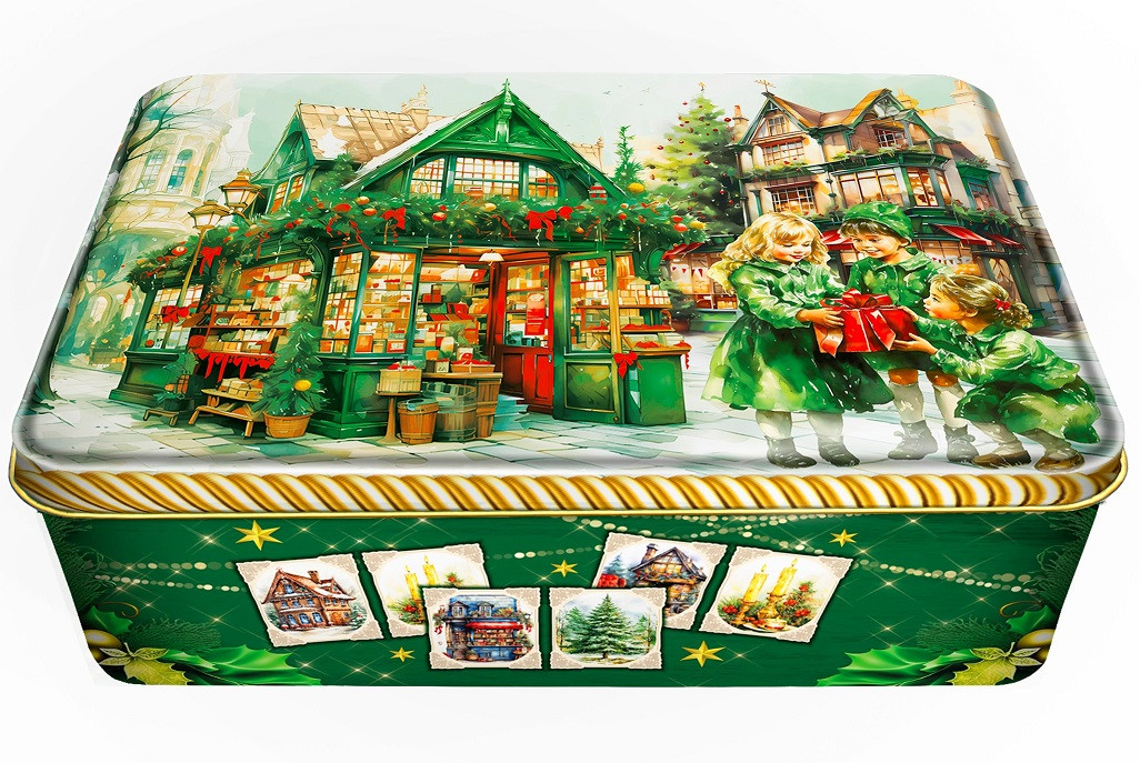 Набір цукерок подарунок на Новий рік та Миколая гуртом у жерстяній упаковці №8 1000 г. (Люкс), фото 1