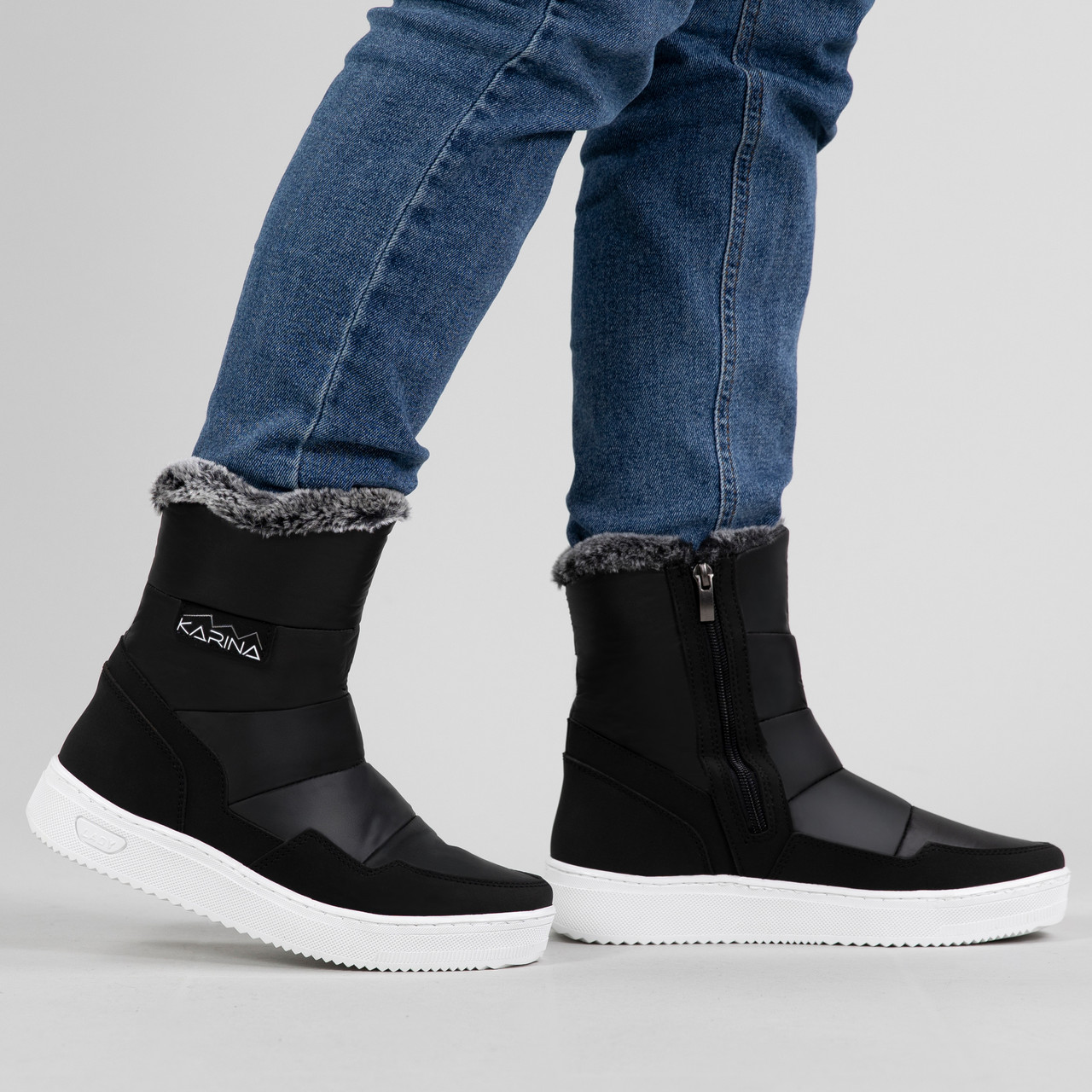 Дутики жіночі зимові чорні з замком (4101)