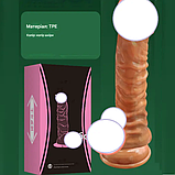Реалістичний фалоімітатор на присосці 21 см, Ділдо фалос з мошонкою, інтимні іграшки для жінок, фото 9