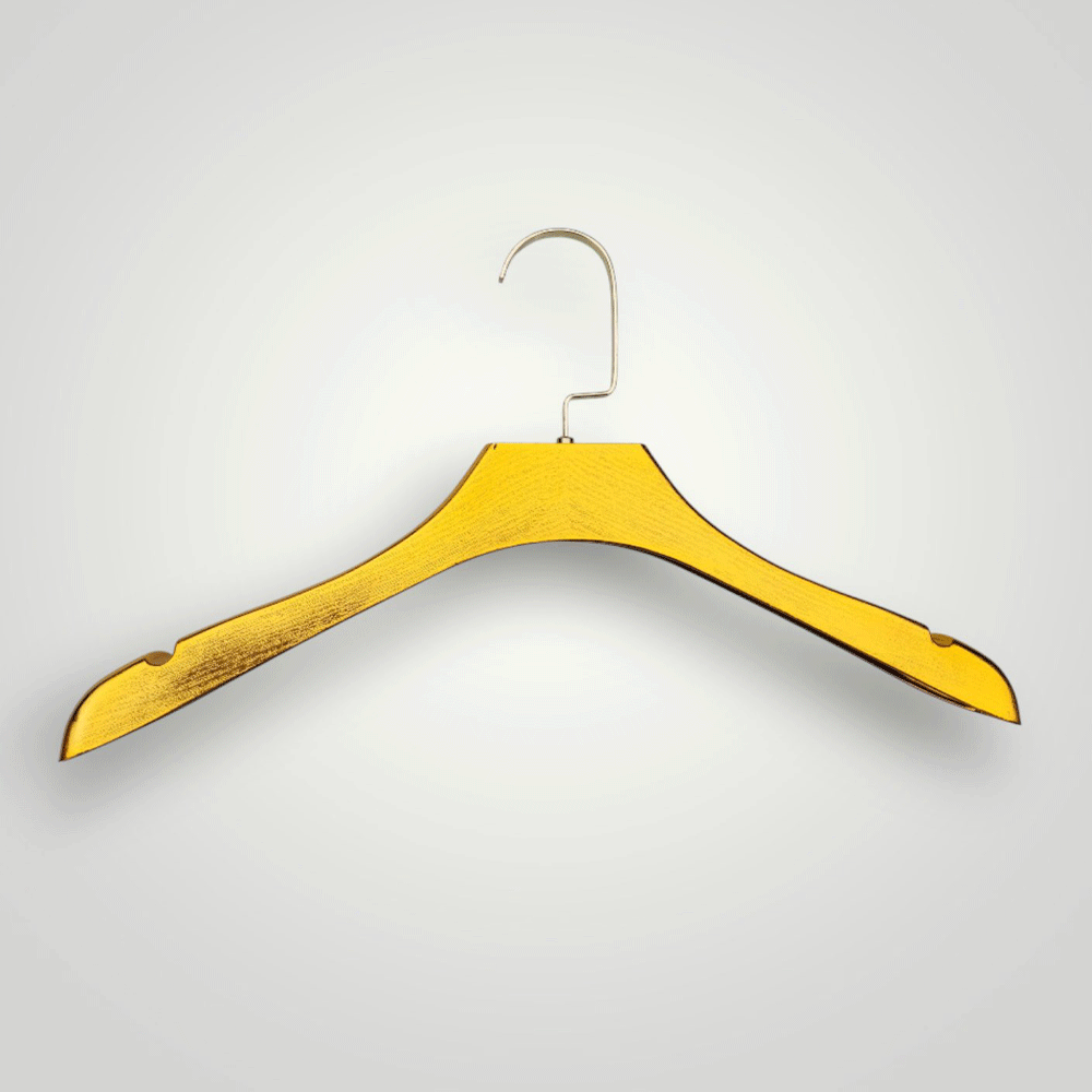Пластикові плічки вішалки 39 см золоті з широким плечем 3 см для одягу упаковка 5 шт, фото 1