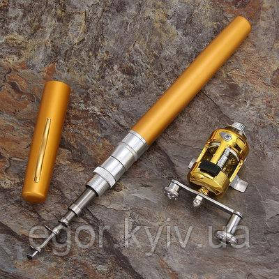 Вудка складана з котушкою та волосінню, телескопічна, Fishing rod in pen case, блешня, вудка ручка, фото 1