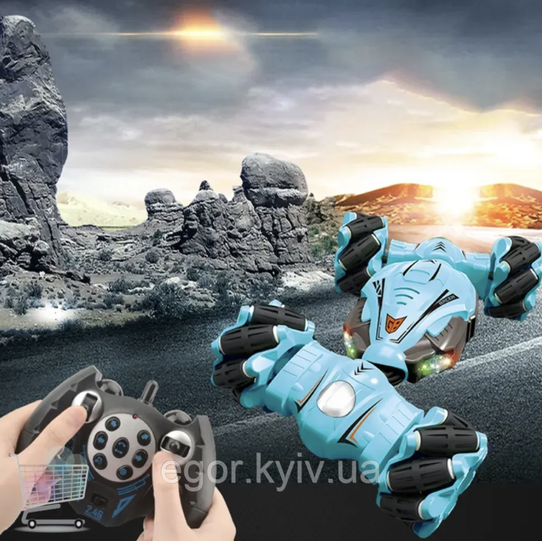 Машинка-перевертень Stunt Car YL-51, керування рукою, керування жестами та звичайним пультом Синій, фото 1