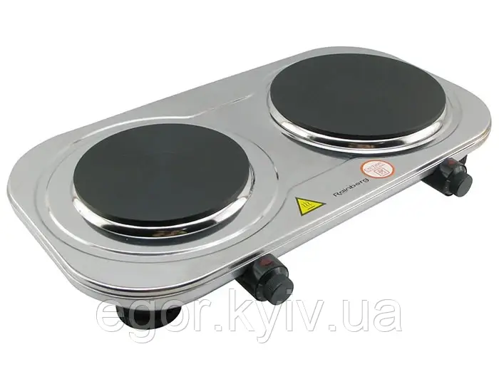 Плита електрична Rainberg RB-007 настільна двокомфоркова 3500 Вт + 5 режимів роботи Сіра, фото 1