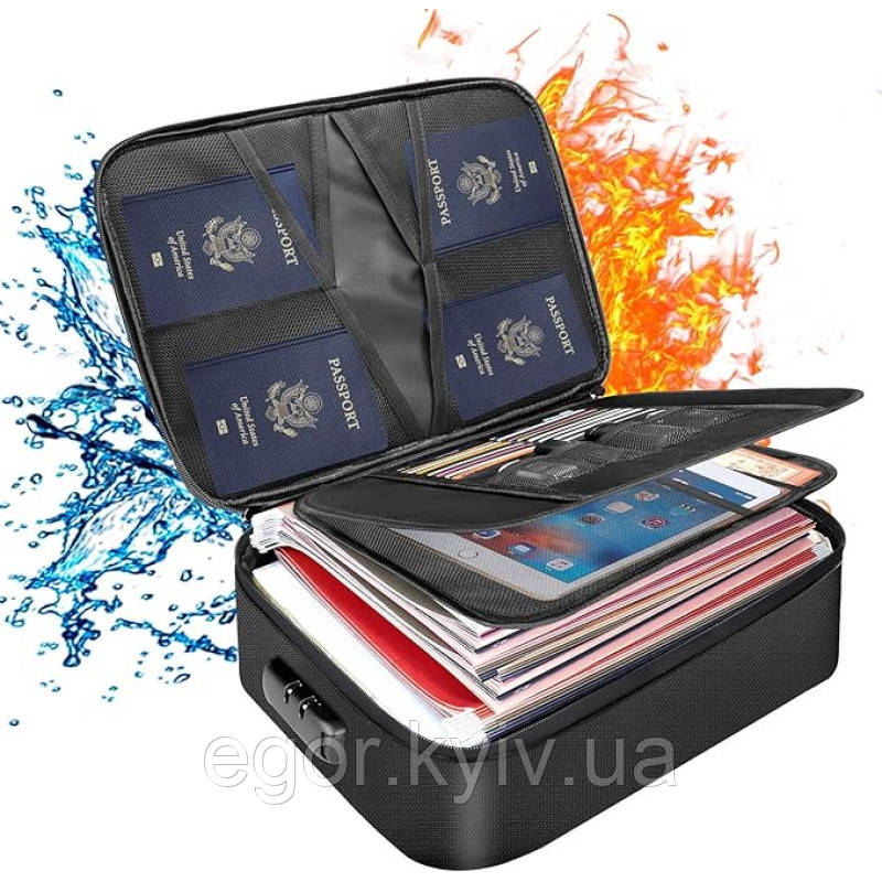 Органайзер папка для документів із кодовим замком на 2 відділення Чорний, фото 1