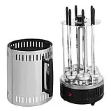 Електрошашколичниця шашличниця електромангал на 6 шампурів із неіржавкої сталі Crownberg CB-7416 Grey 1000W, фото 3