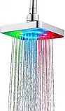 Лійка насадка для душу з LED-підсвіткою RGB світлодіодна, квадратна 150 мм LED Shower head AND XL-902, фото 3
