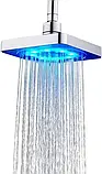 Лійка насадка для душу з LED-підсвіткою RGB світлодіодна, квадратна 150 мм LED Shower head AND XL-902, фото 4
