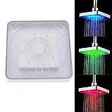 Лійка насадка для душу з LED-підсвіткою RGB світлодіодна, квадратна 150 мм LED Shower head AND XL-902, фото 5