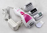 Епілятор Gemei GM 7006 (4 в 1) з акумулятором — бритва з подвійним лезом, 2 насадки епілятора, насадка-пемза, фото 8