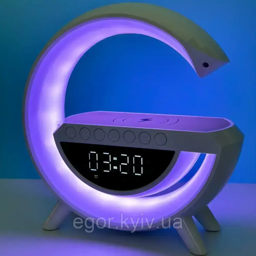 Нічник акумуляторний із годинником G BT-3401 Smart Light Sound Machine Чорний, фото 1