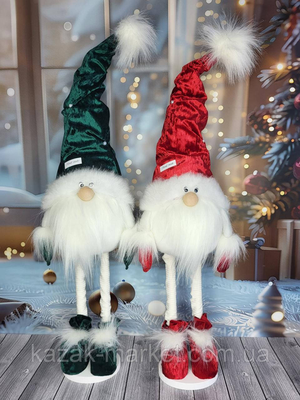 Новорічний Український ельф гном 75-80 см на довгих ніжках із велюровою шапочкою скандинавський гном, фото 1