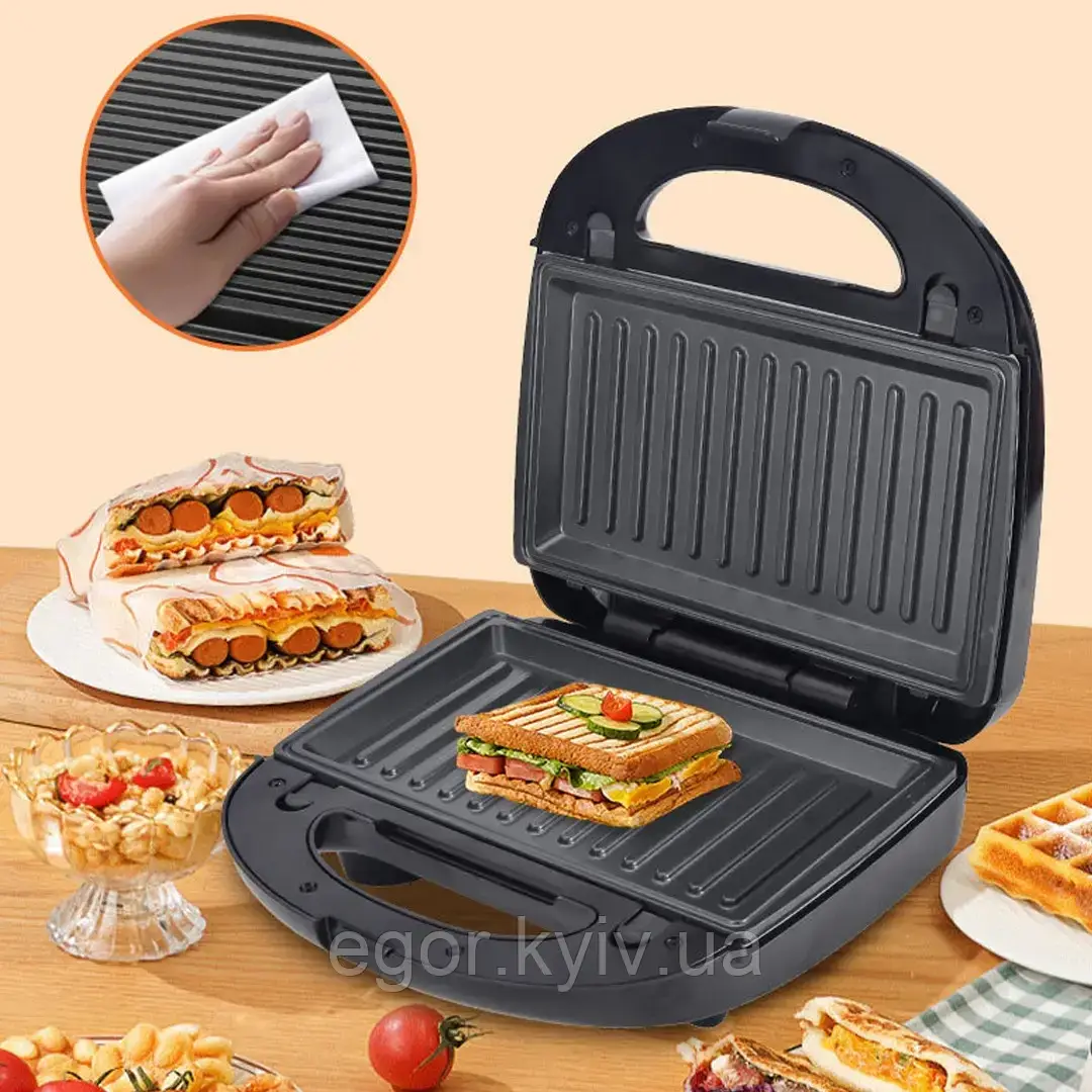 Мультимейкер Сендвічниця зі знімними формами 6 в 1 Opera OP-909 на 2500 Вт, фото 1