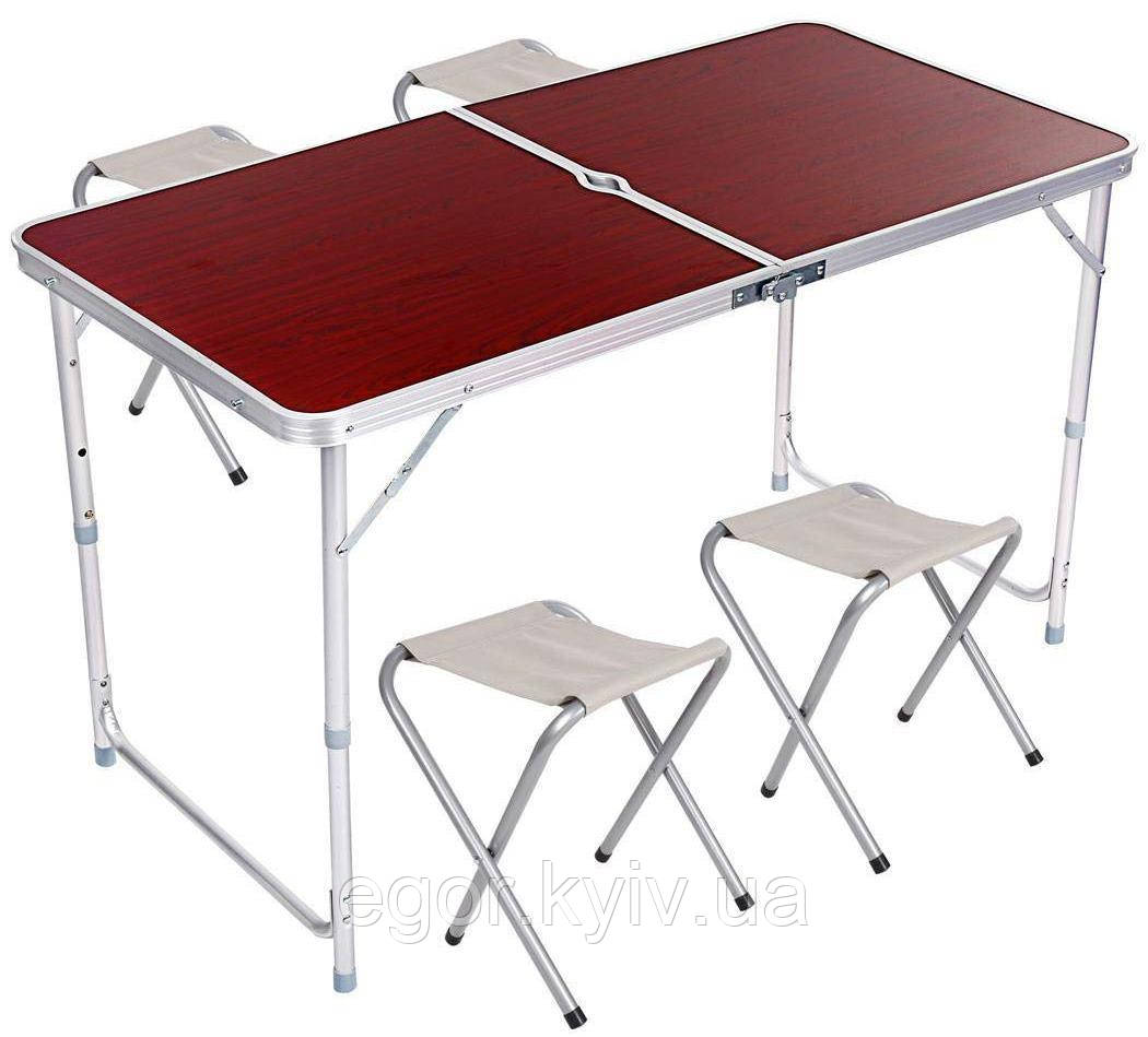Стіл алюмінієвий розкладний для пікніка + 4 стільці, валіза, фото 1